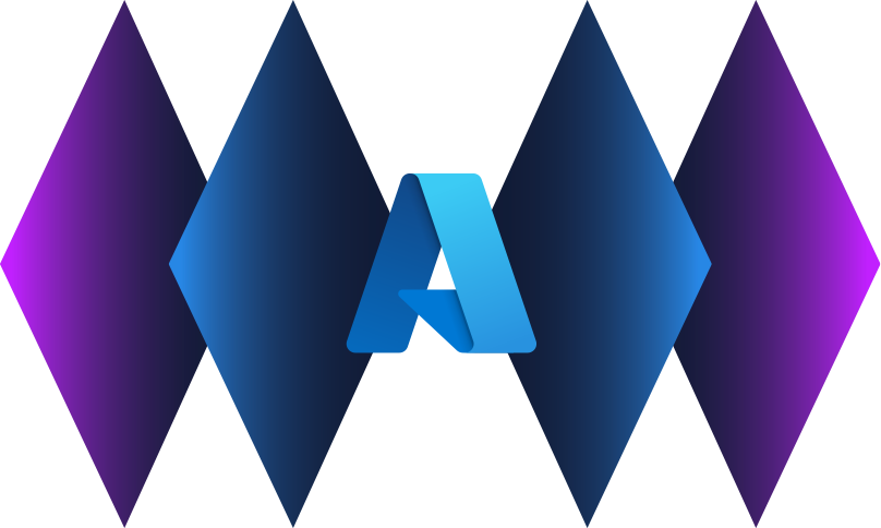 Blue stylized “A” logo centered on a dark blue gradient background with purple-pink glow on the sides.